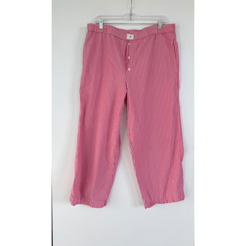 Anthropologie Wide Leg PJ Cotton Wren Boxer Pajama Pants M Pink Striped Lounge